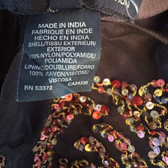 Vintage French Connection Size 12 Black Layered Floral Sequin Tulle Midi Skirt - Picture 6 of 6